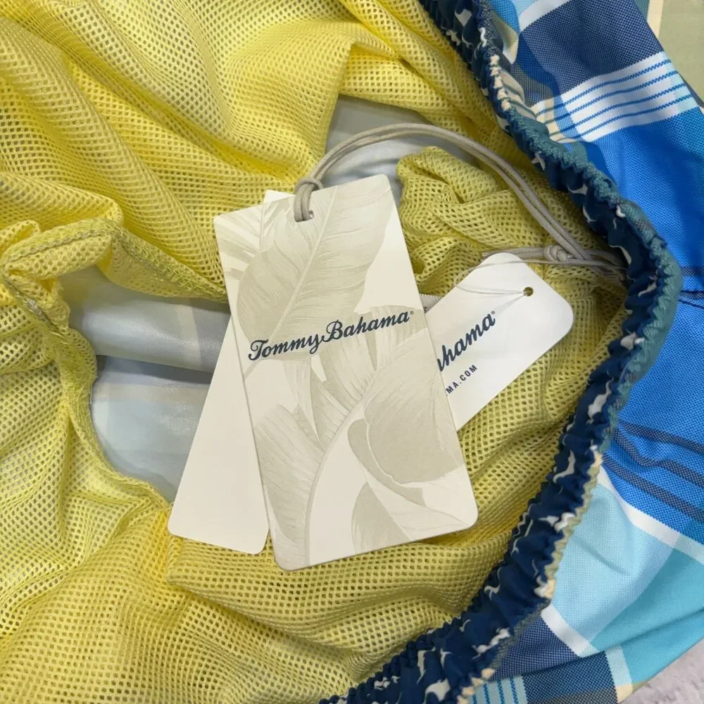 NWT Tommy Bahama Men Naple Riviera Madras Swim Shorts Trunks XL X-Large C137 -25